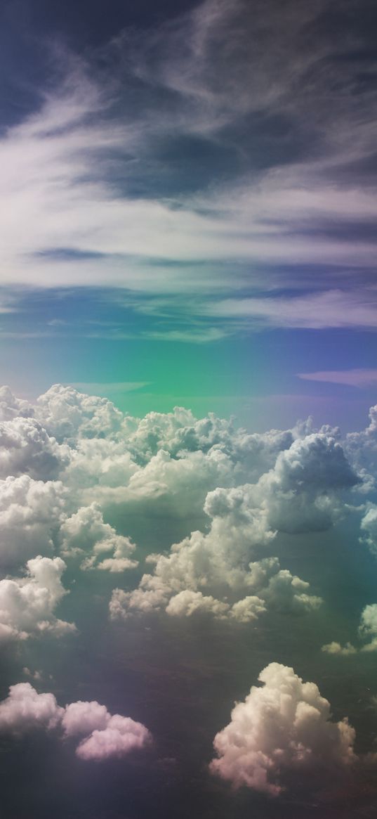 clouds, sky, porous, rainbow, light