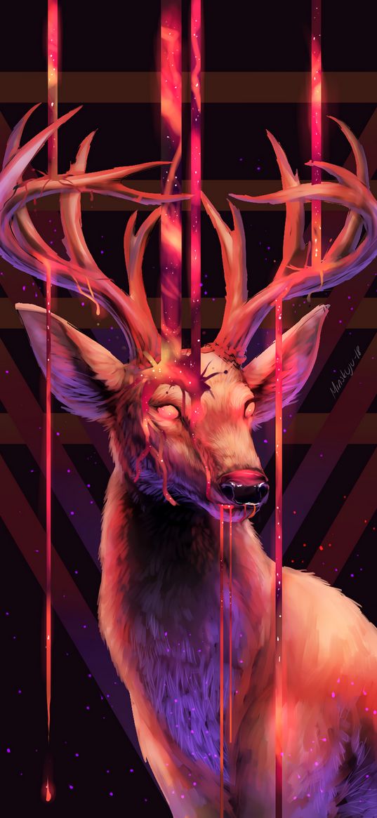 deer, paint, triangles, art