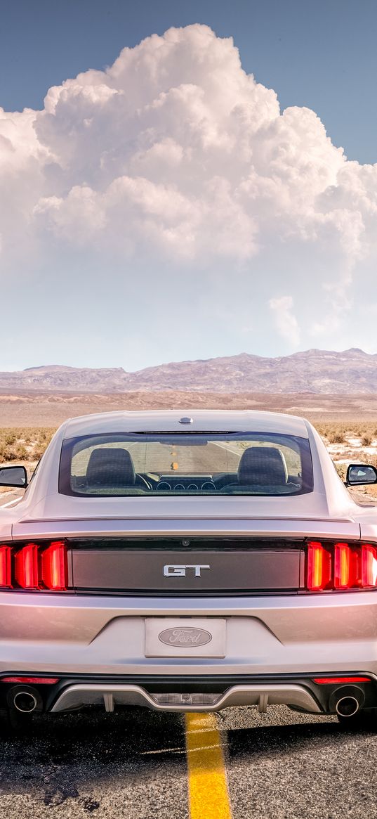 ford mustang, mustang gt, mustang, clouds, road