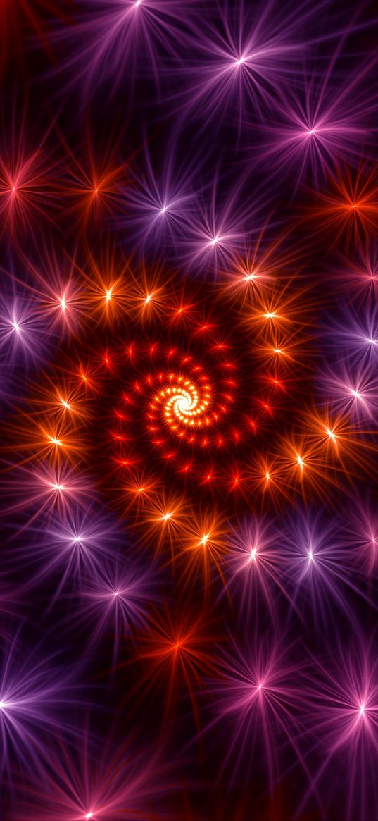 fractal, spiral, rotation, shine, abstraction