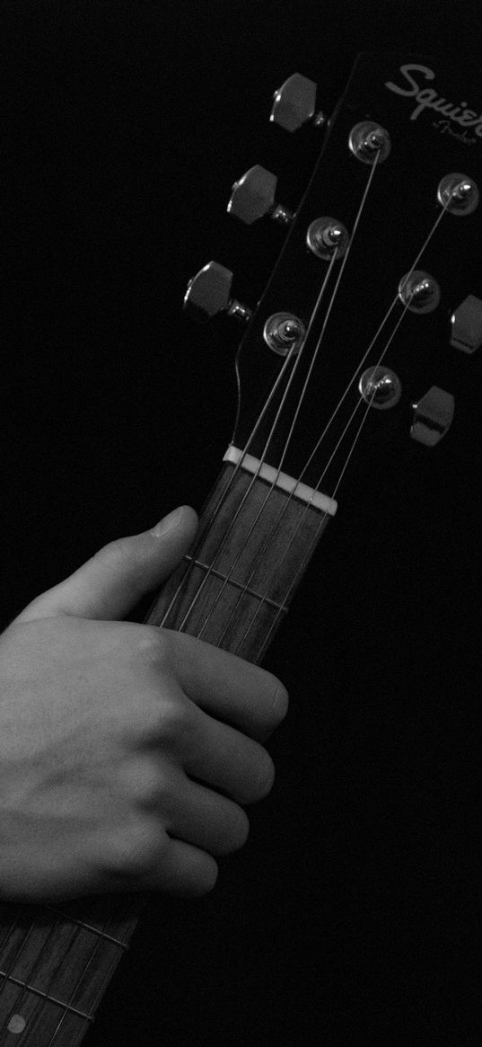 guitar, hand, musician, guitarist, bw