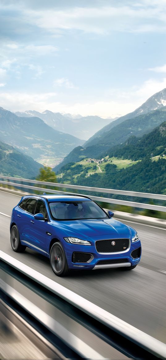 jaguar f-pace, jaguar, crossover, movement, mountains, bridge