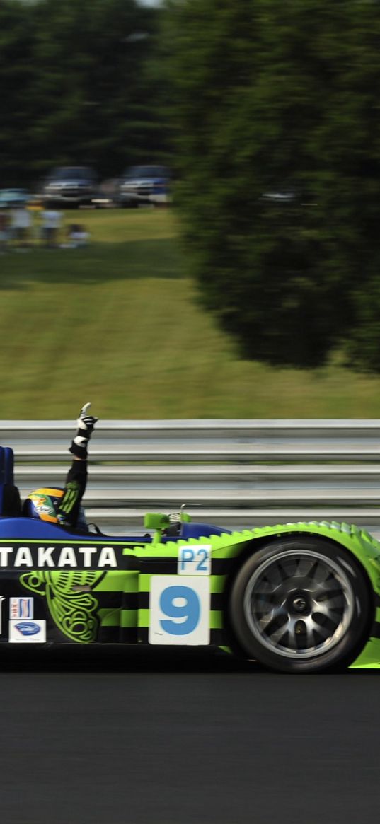 acura, arx-01, green, black, pilot, bolide, motion, side view, sports, nature, cars