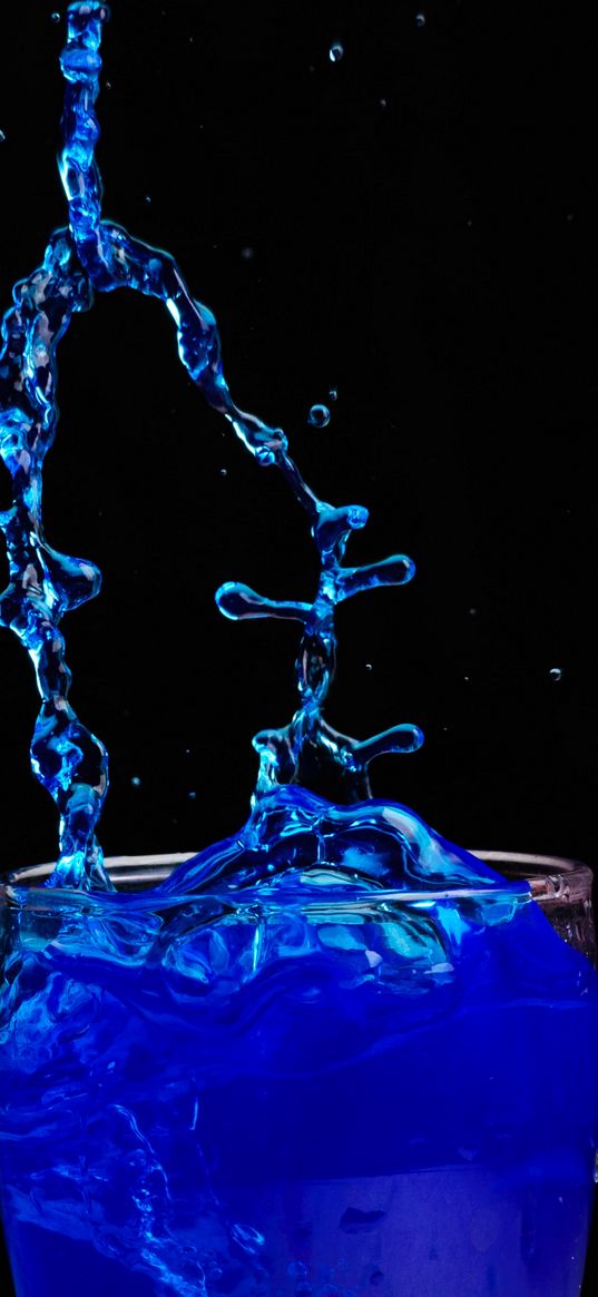 spray, splash, liquid, glass, blue