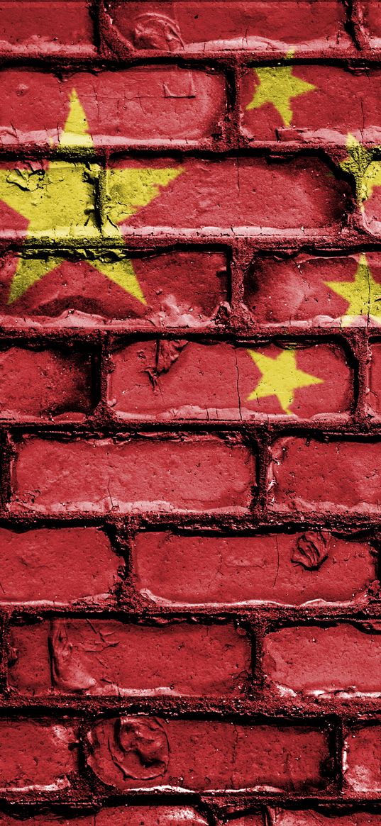 china, flag, paint, wall, texture, symbolism