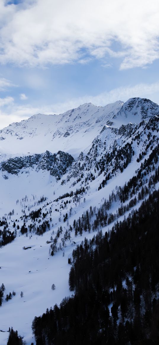 mountains, snow, alps, clouds, snowy