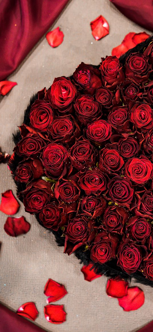 bouquet, roses, composition, heart