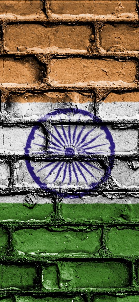 india, flag, texture, wall, brick, paint