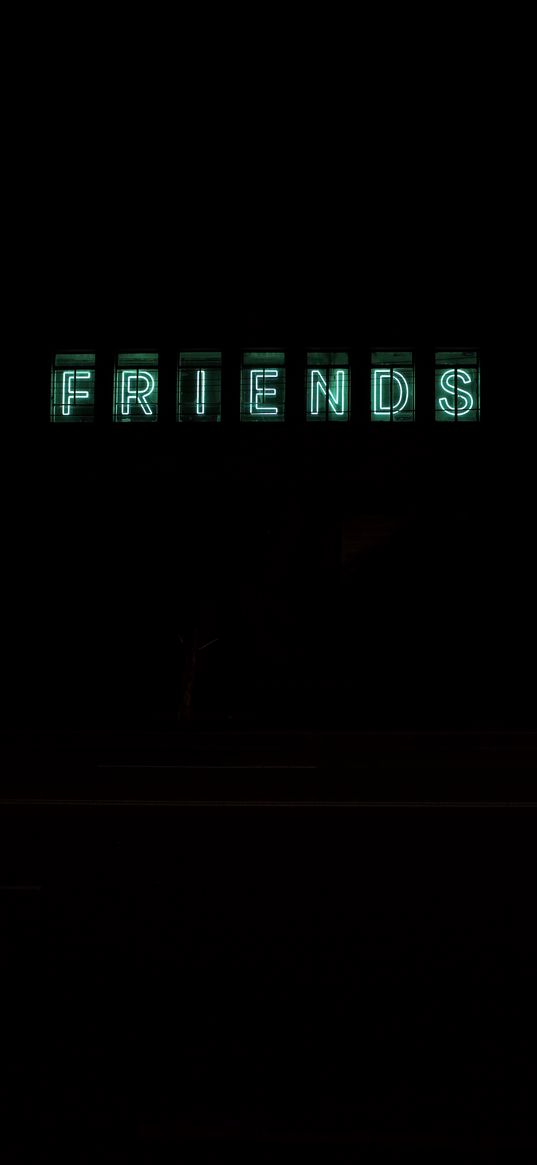 friends, inscription, neon, backlight, dark, letters