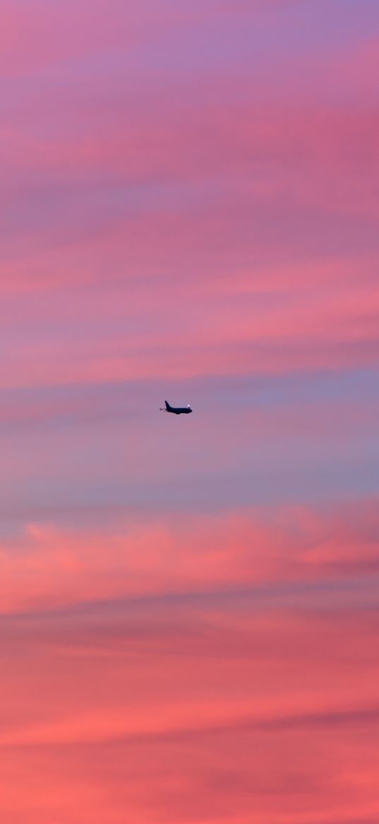 plane, sky, clouds, minimalism, flight