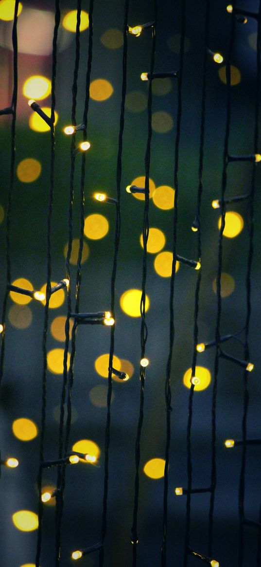 garland, glare, bokeh, light bulbs