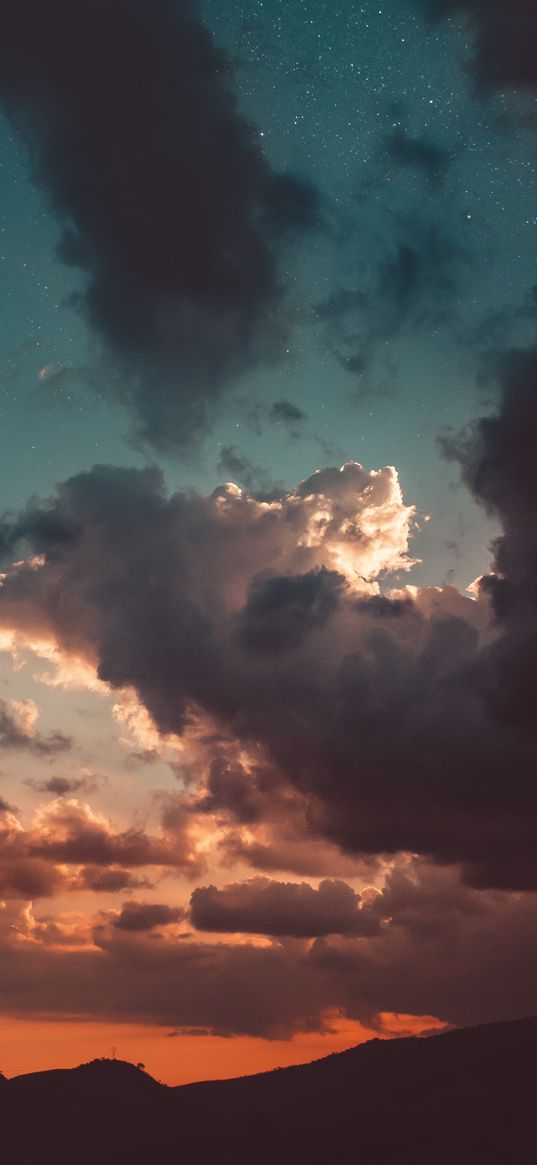 clouds, sky, sunset, stars, porous