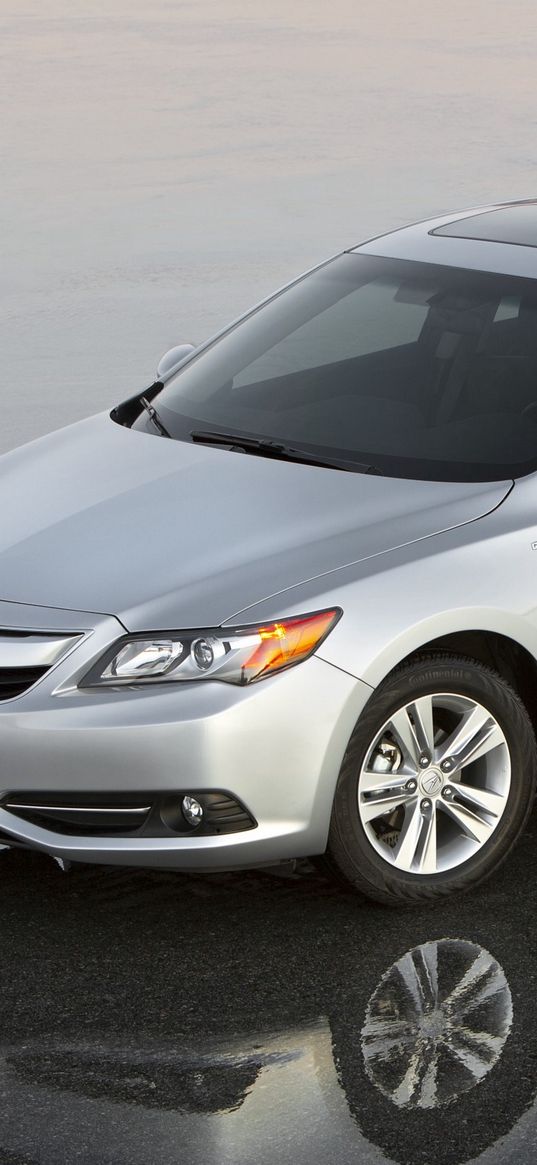 acura, ilx, hybrid, silver, style, sedan, top view, car, reflection