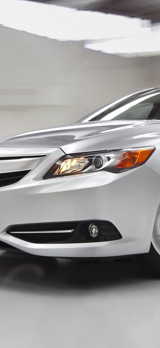 acura, ilx, hybrid, white, front bumper, style, cars, front view, speed