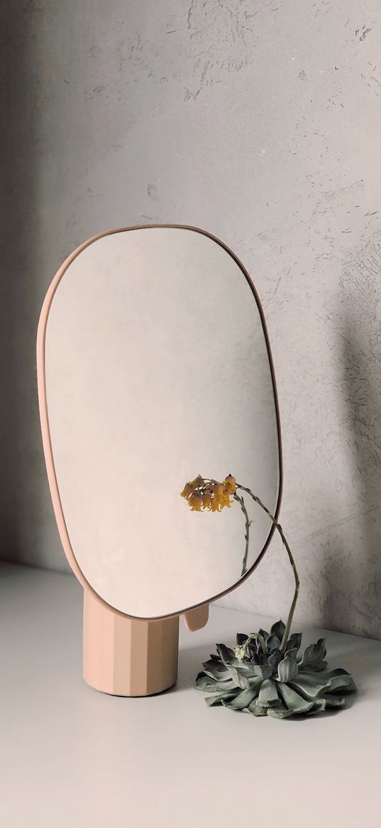 mirror, flower, reflection, minimalism