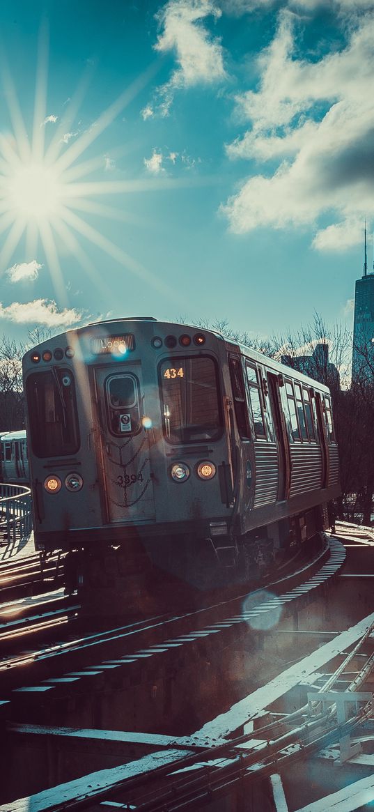 train, railroad, car, sunlight, movement