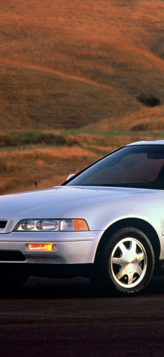 acura, legend, white, side view, road, nature, car