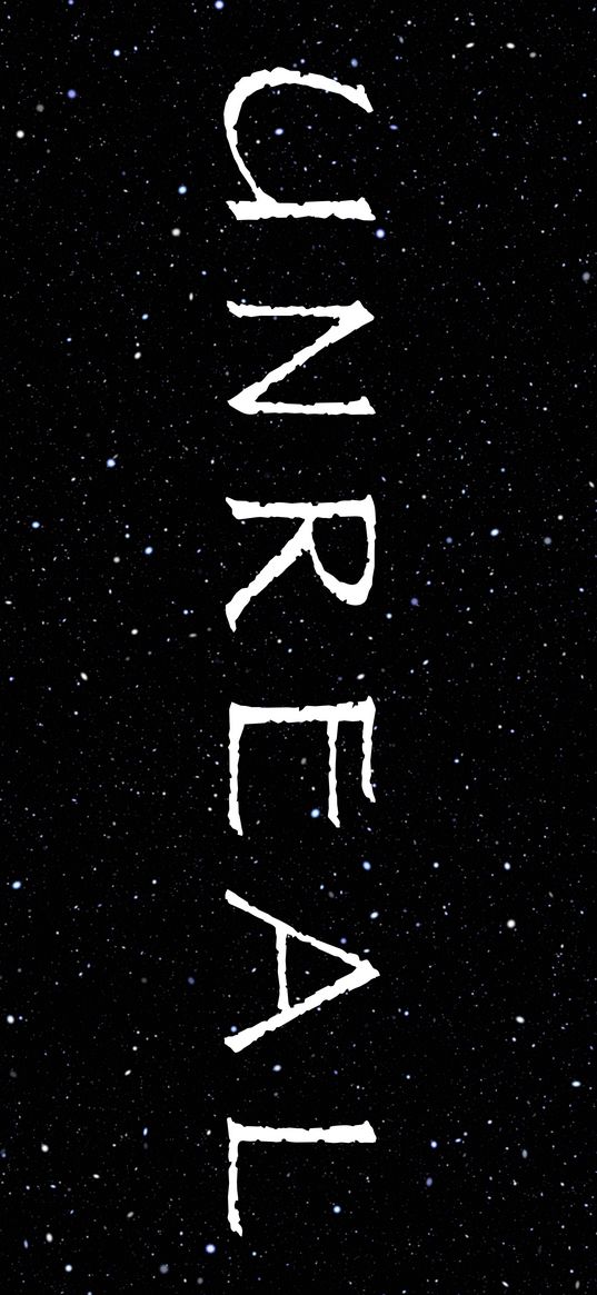 unreal, inscription, starry sky