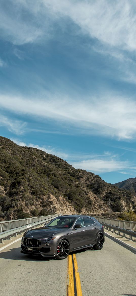 maserati levante, maserati, crossover, bridge, sky, mountains