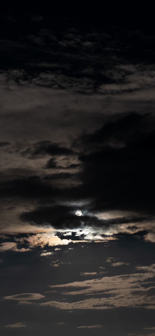 sky, clouds, night, moon, dark, night sky