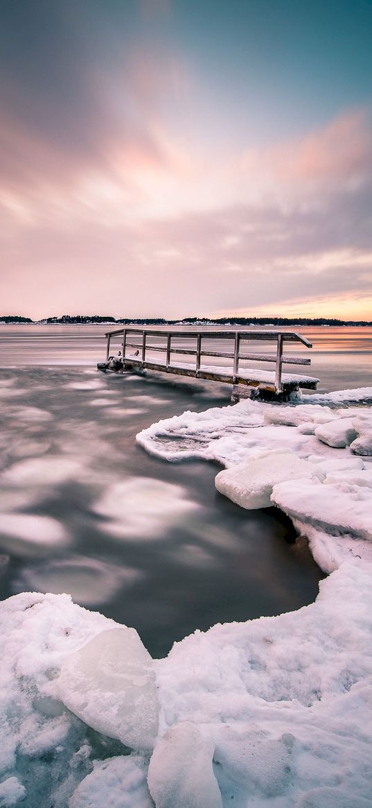 pier, ice floe, ice, horizon, helsinki, finland