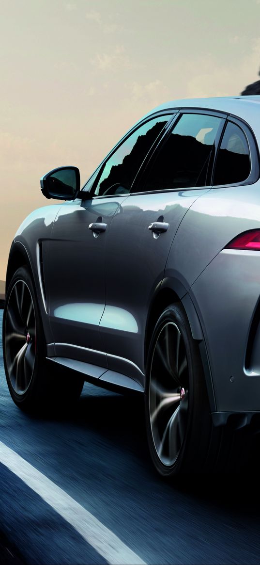 jaguar f-pace, jaguar, crossover, side view, movement