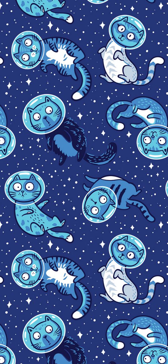 cats, astronauts, space suit, pattern