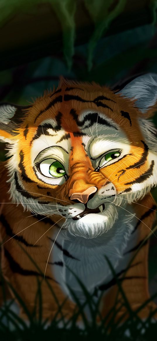 tiger cub, art, emotions, tiger