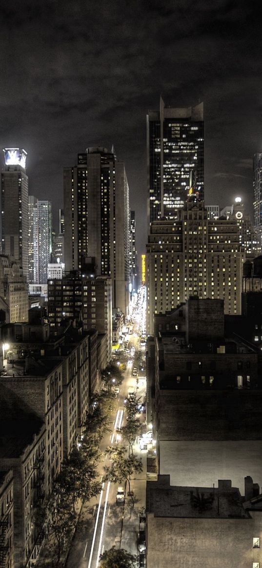 new york, united states of america, night, top view, hdr