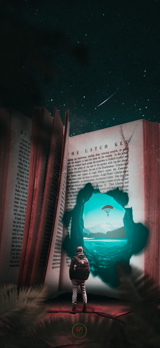 book, photoshop, man, fantasy, world