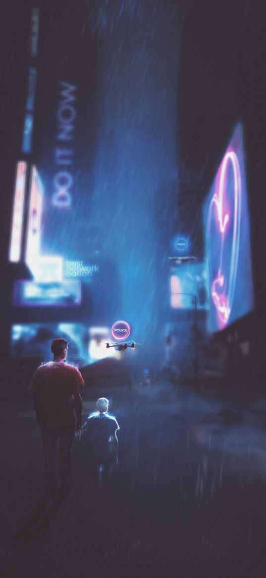 cyberpunk, futurism, silhouettes, city, future