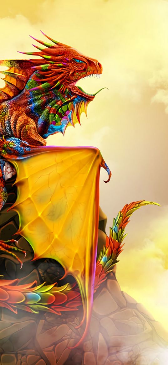 dragon, art, fantastic, colorful, reptile