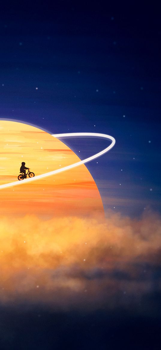 silhouette, planet, orbit, cyclist, photoshop, fantasy