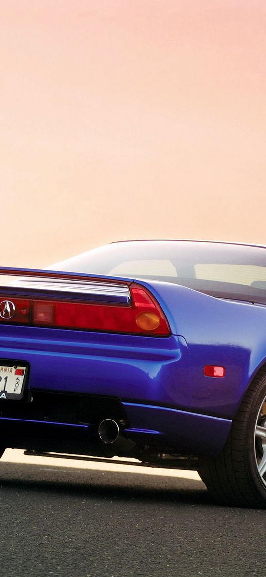 acura, nsx, blue, rear view, style, sports, cars, sunset