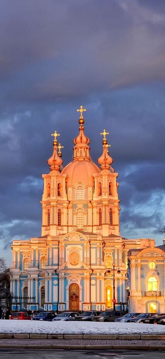 trees, st petersburg, smolny cathedral, lantern