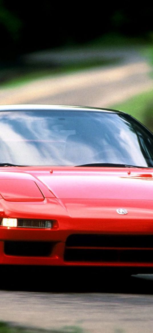 acura, nsx, red, front view, style, sports, road, speed, nature