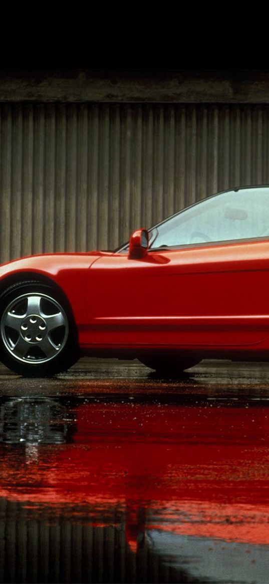 acura, nsx, red, side view, style, auto, reflection, wet asphalt