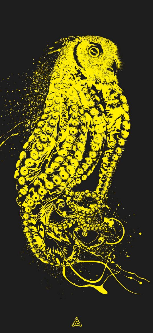 owl, octopus, art, vector, yellow