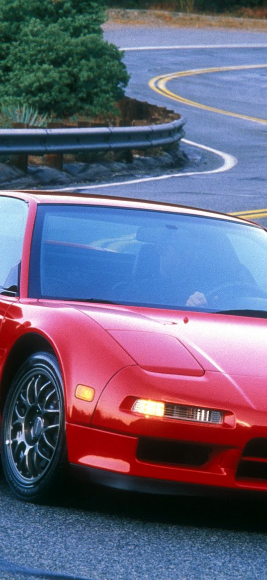 acura, nsx, 1999, red, front view, sports, style, cars, road, nature