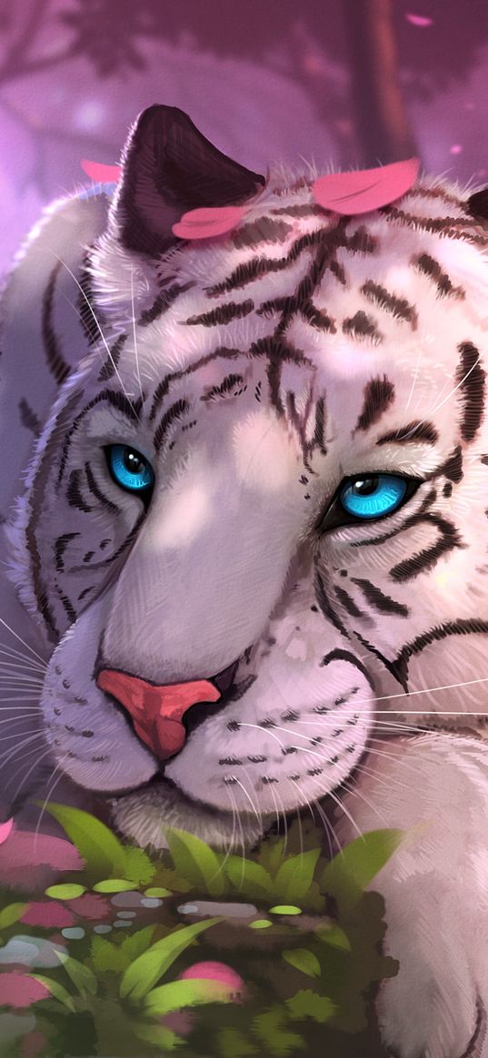 tiger, art, blue-eyed, sight