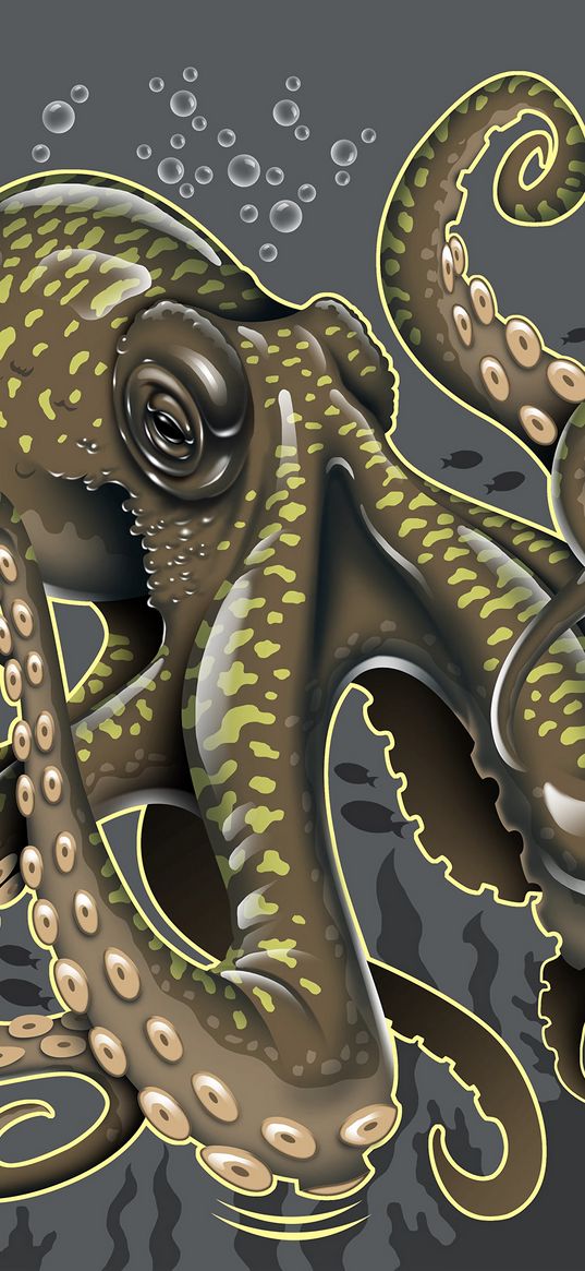 octopus, art, underwater world, tentacles, illustration, graphics