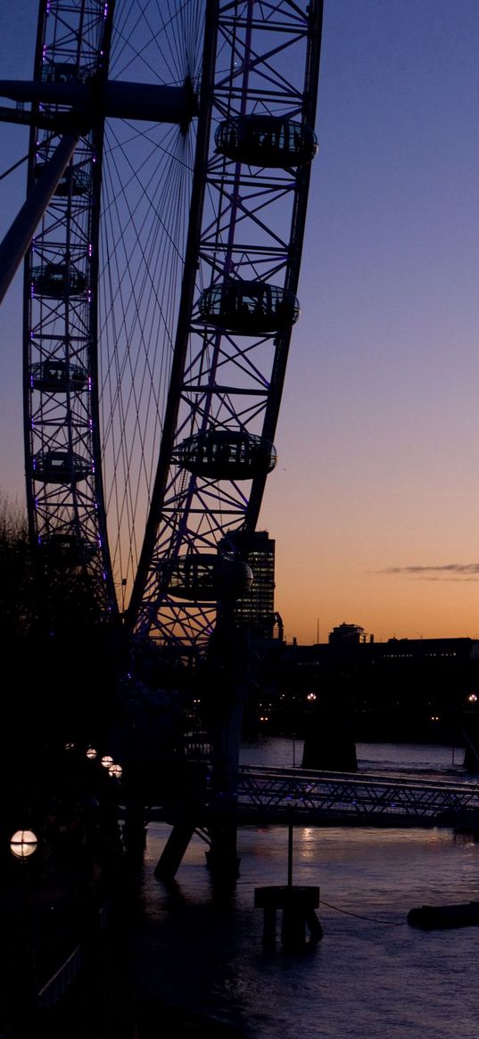 river, ferris, wheel, ship, london