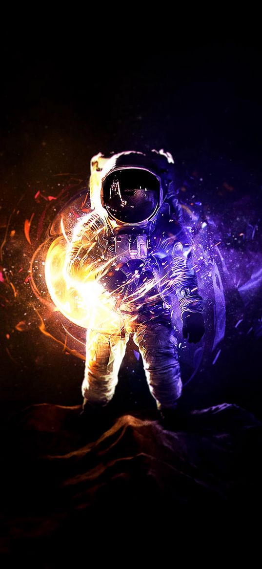 astronaut, cosmonaut, space suit, shards, shine