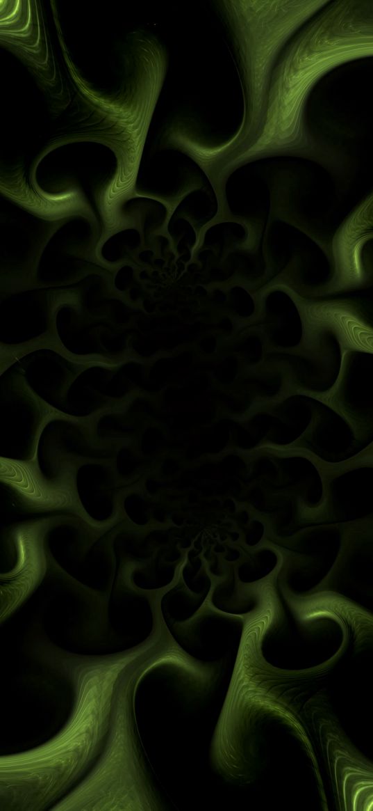 fractal, pattern, coal, green, dark