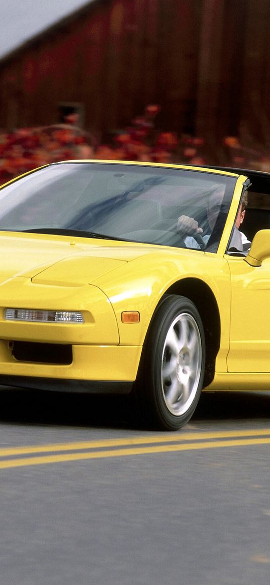 acura, nsx-t, yellow, front view, sports, convertible, style, cars, speed