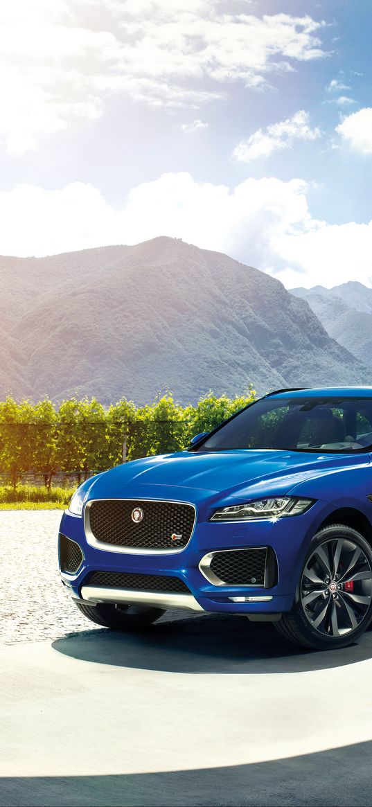 jaguar f-pace, jaguar, crossover, blue, dynamic, powerful, auto