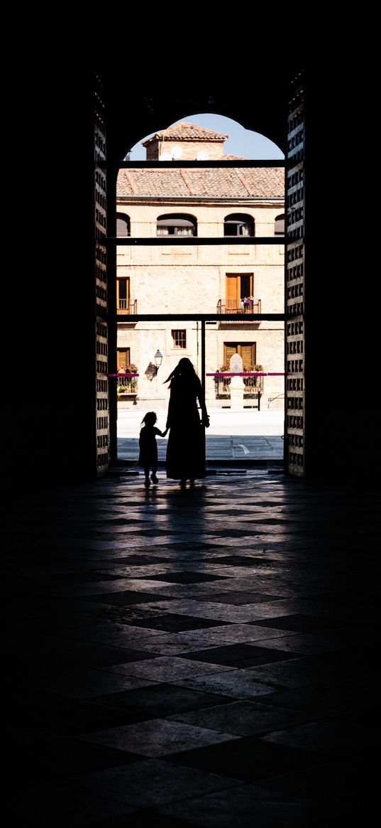 arch, silhouettes, darkness, exit