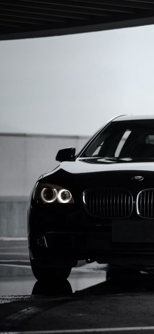 bmw 7, bmw, black, sedan, front view, premium