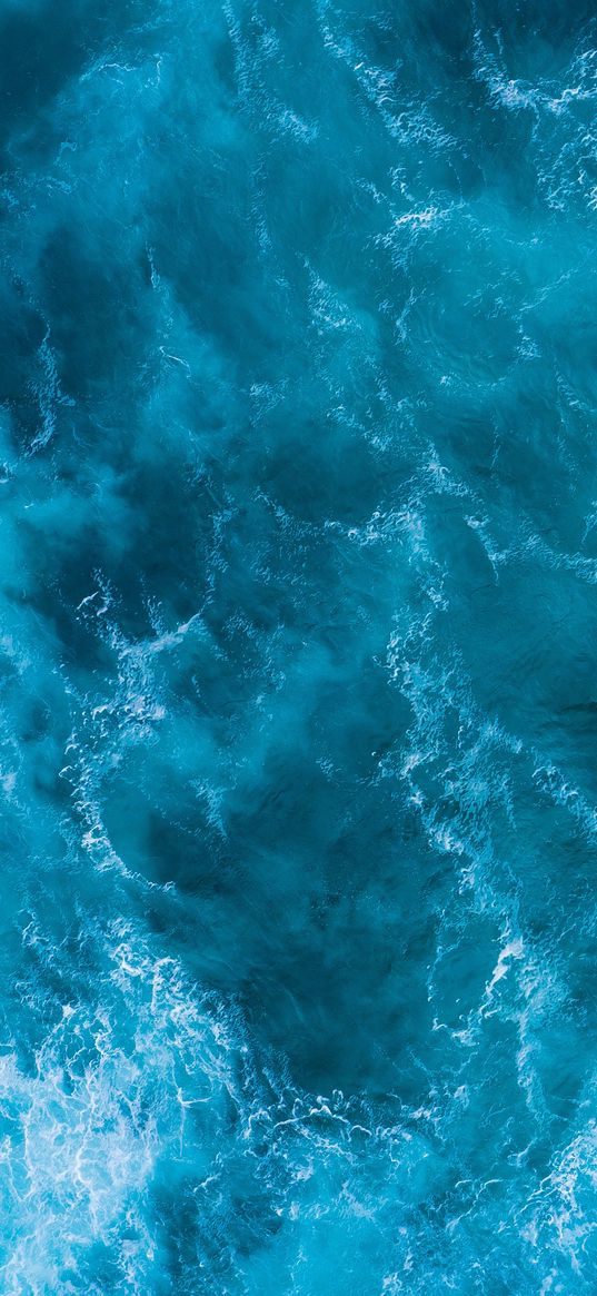 waves, water, surface, aerial view, blue