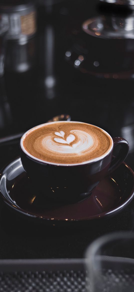 cup, coffee, foam, drink, decorated